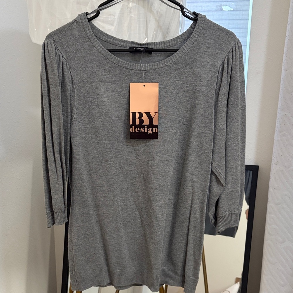 BY Design Women's Gray Sweater Blouse